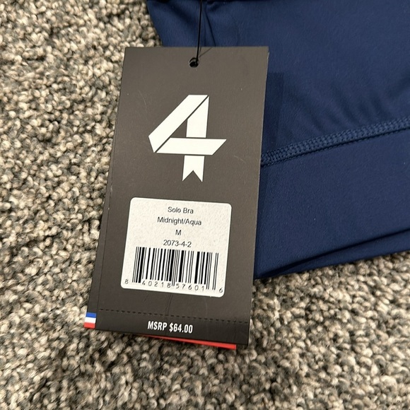 Nwt Fourlaps Solo Bra. One shoulder. Navy and aqua. Size large - Picture 3 of 5